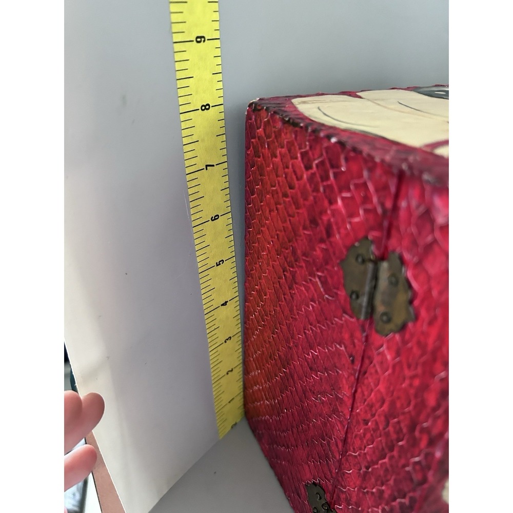 Vintage Rockabilly Bowling Decoupage Wooden Box Purse Handbag Red & Black OOAK! - Picture 13 of 16